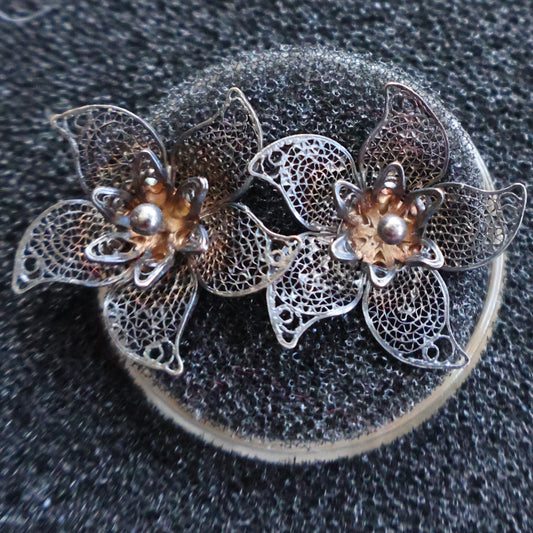 Sterling Silver 925 Vintage Lace Post Earrings