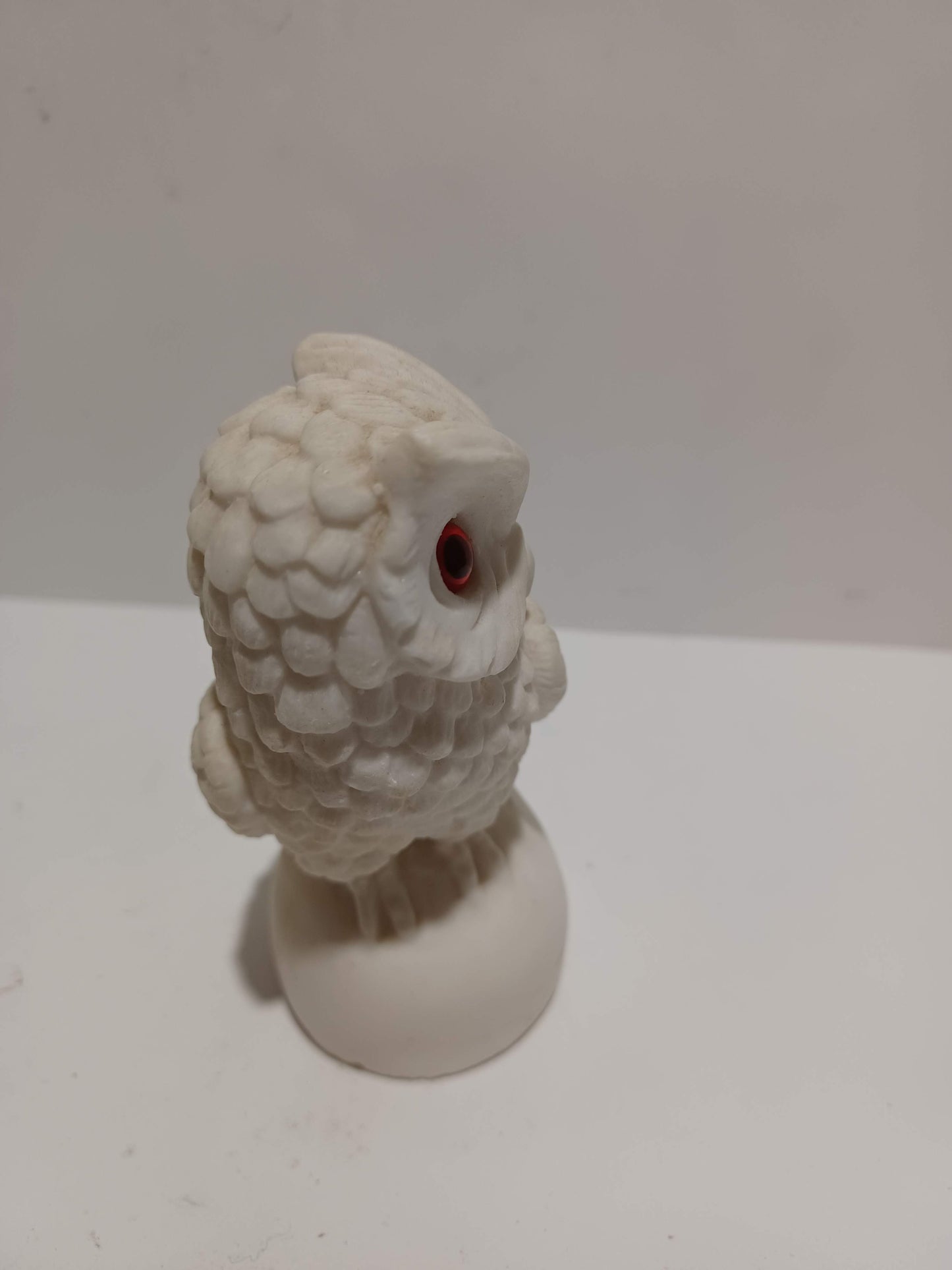 Vintage Alabaster Snow Owl Sculpture