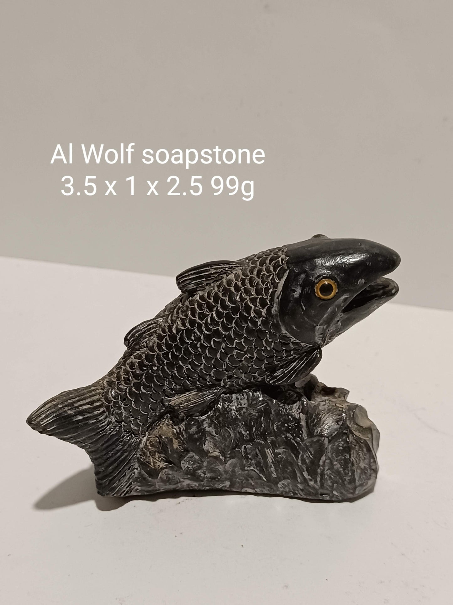 Al Wolf Soapstone Salmon Sculpture