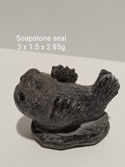 A Wolf Soapstone Seal Sculpture