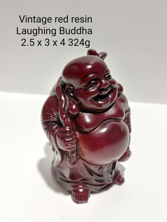 Vintage Red Resin Laughing Buddha