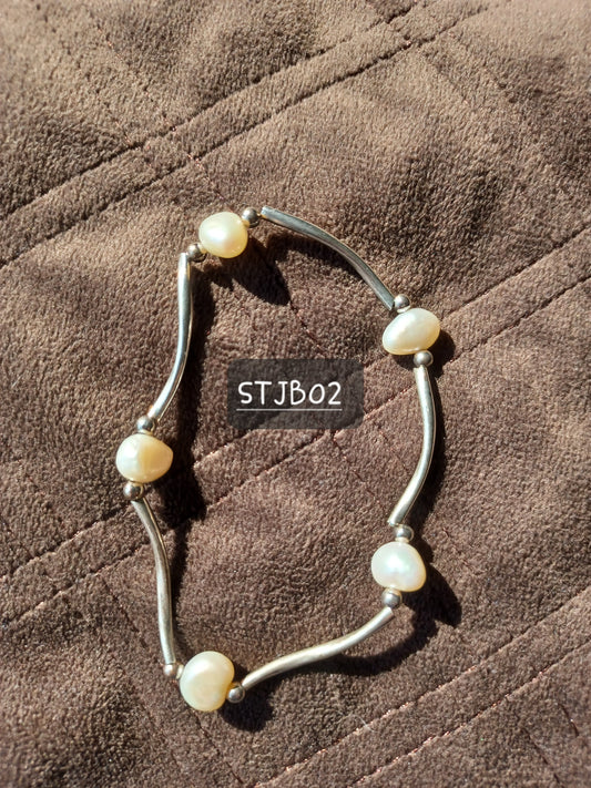 Silver and Pearl Bracelets - set of 2