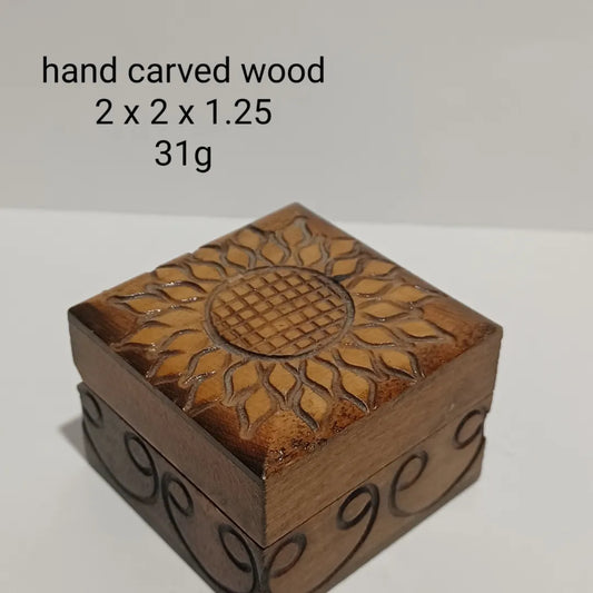 Hand Carved Wooden Ring Box