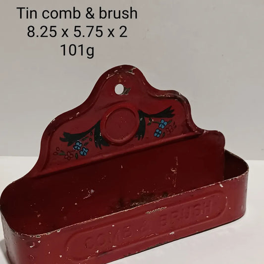 Vintage Tin Comb and Brush Holder