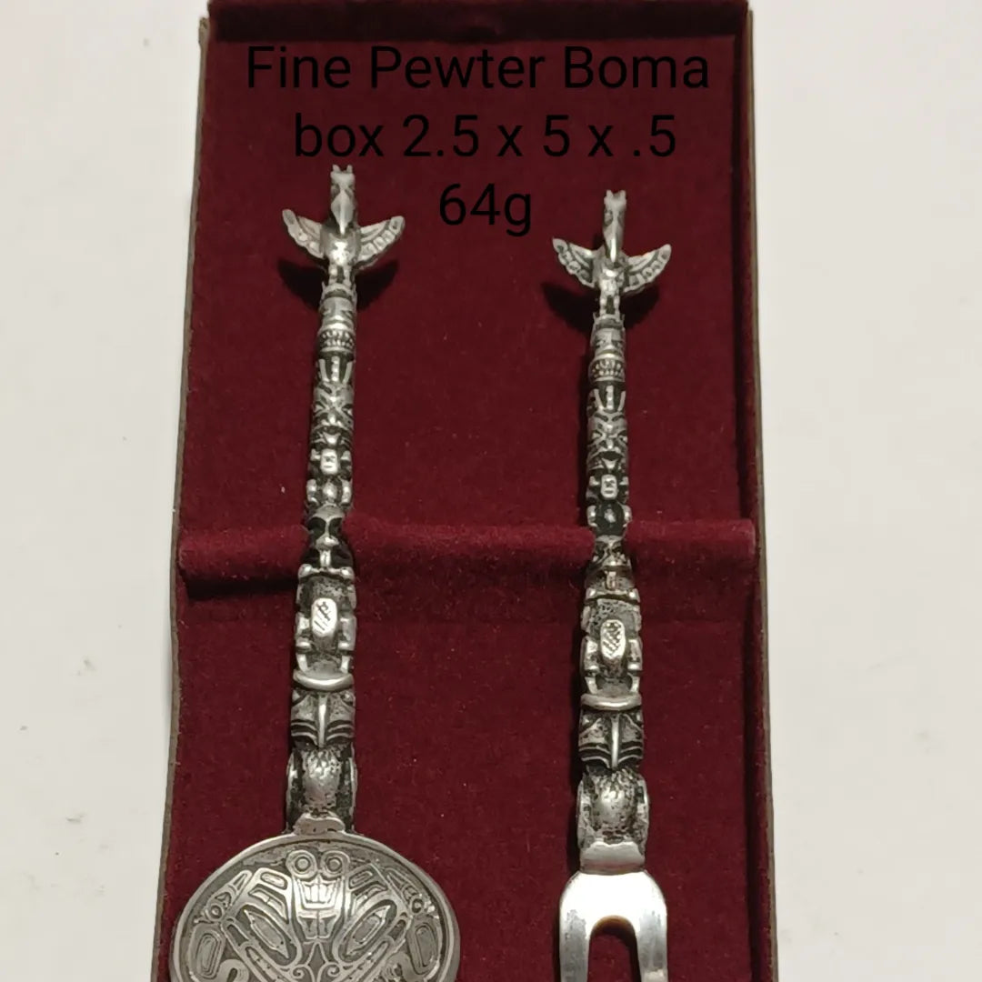 Fine Pewter Haida Boma Spoon and Fork Set