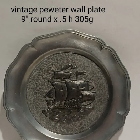 Vintage Pewter Wall Plate