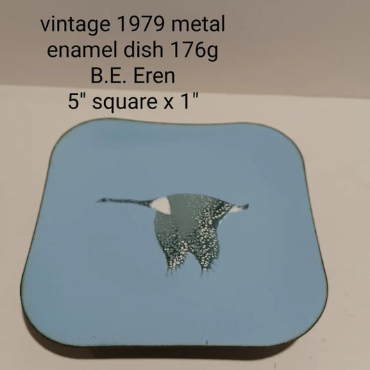 Vintage 1979 Metal Enamel Trinket Tray