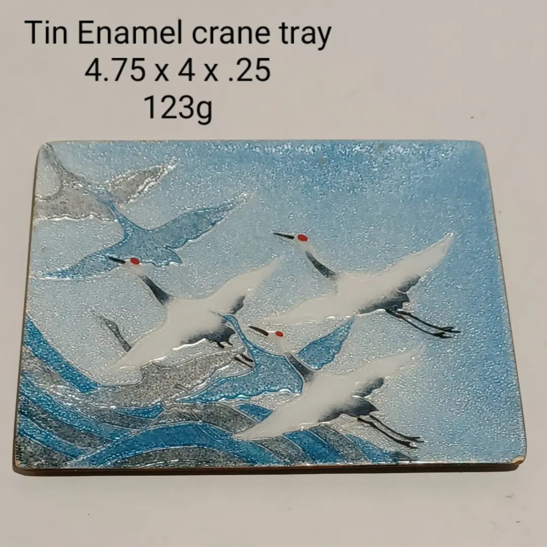 Vintage Tutanka Crane Enamel Plate