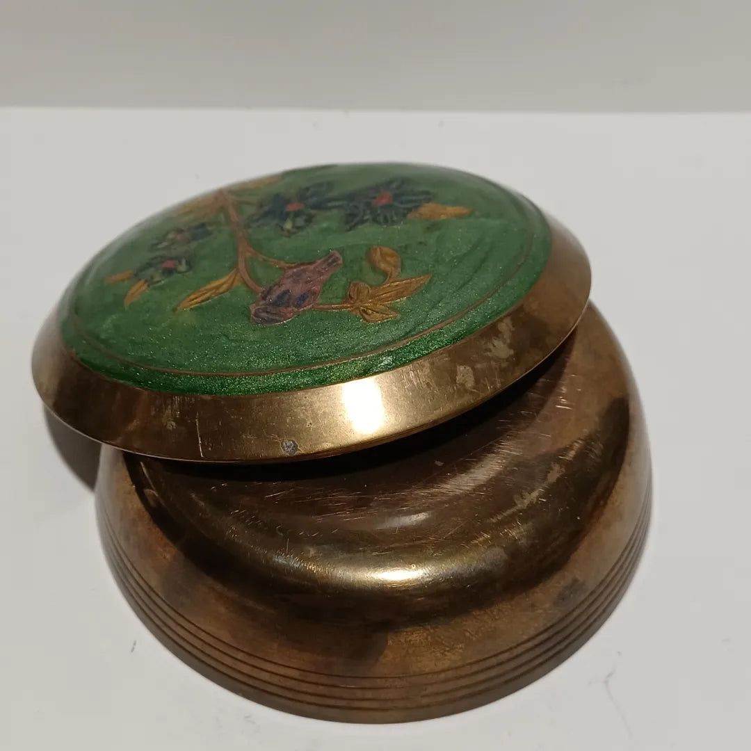 Hand Painted Brass Jewelry Box